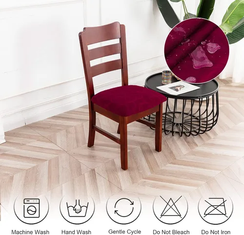 Vista 7 de Genina Fundas impermeables de asiento para silla de comedor, fundas elásticas para sillas de comedor, fundas protectoras para sillas de cocina