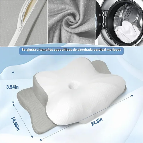 Vista 2 de TOPPURE Funda de almohada suave y fría solo para almohada cervical, funda de almohada para almohada cervical de espuma viscoelástica