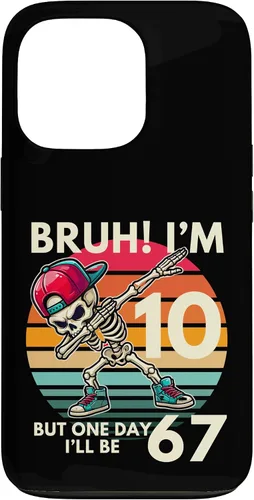 Vista 10 de Bruh I'm 10 But One-Day I'll Be 67 Retro 10th Birthday Kids Case for iPhone 17
