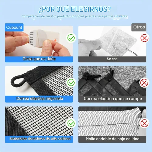 Vista 4 de Cupount Puerta de Malla para Bebés y Perros – 30" de Alto, Se Adapta a Aberturas de 32"–36" de Ancho – Puerta de Malla para Mascotas