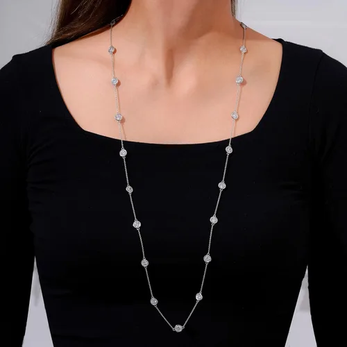 Vista 2 de Tienda Essentials Collar de plata de ley chapada en platino o oro hecho con circonitas Infinite Elements (anteriormente colección Tienda)