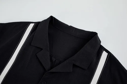 Vista 2 de Xenuay Camisas guayabera de algodón y lino para hombre, camisa de manga larga con botones
