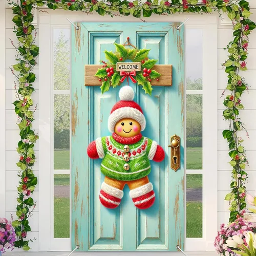 Vista 7 de Cartel de porche con decoración de cachorro de Navidad, trío festivo, Schnauzers en suéteres navideños, perfecto para interiores y exteriores