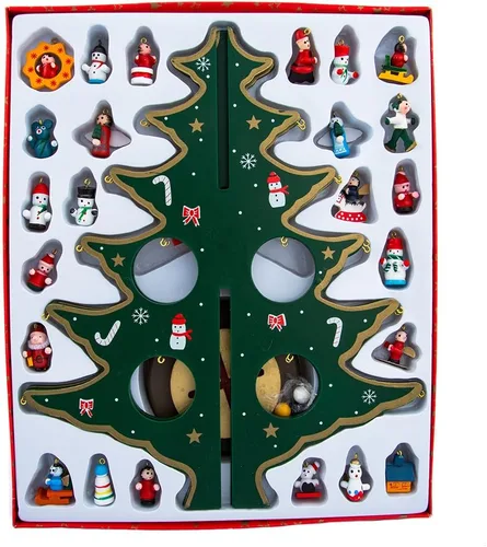 Vista 3 de Árbol de madera de 11.75 pulgadas con adornos de madera en miniatura de Kurt Adler, 25 piezas