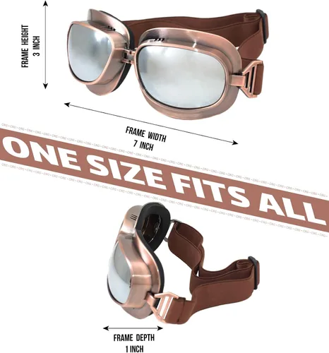 Vista 5 de Gafas CRG Sports estilo clásico de piloto de aviación para motocicleta crucero, tipo scooter T04 T04ST