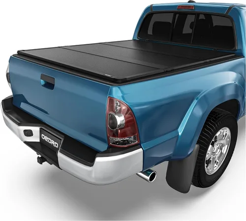 Vista 25 de oEdRo - Cubierta suave de tres pliegues para plataforma de camioneta, compatible con Toyota Tacoma 2005-2015 con plataforma Fleetside de 5 pies