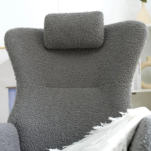 Vista 8 de CuisinSmart Mecedora tapizada de peluche para guardería, moderna silla mecedora con respaldo alto, mecedora interior para sala de estar, dormitorio