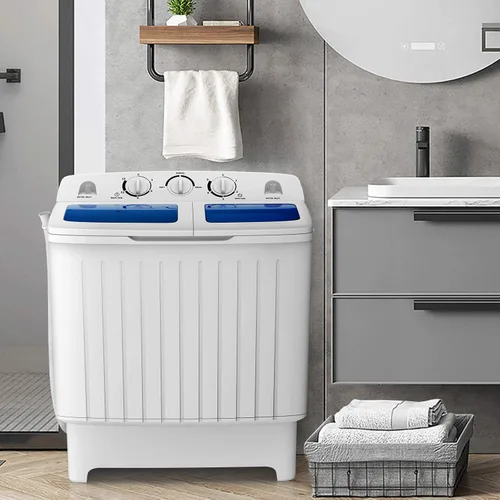 Vista 7 de LDAILY Lavadora portátil, lavadora compacta de 20 libras con bomba de drenaje y limpieza profunda, mini combo de lavado de lavandería para Blanco