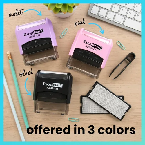 Vista 7 de ExcelMark Kit de Sello de Goma Autoentintado Personalizado DIY - Sellador Personalizado para Negocios o Hogar - Sello de Dirección, Sello de Mensaje