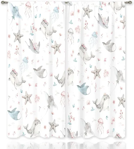 Vista 6 de MESHELLY Cortinas de animales de safari para guardería, 29 pulgadas de ancho x 63 pulgadas de alto, bolsillo para cortinero, bebé, niños, bosque