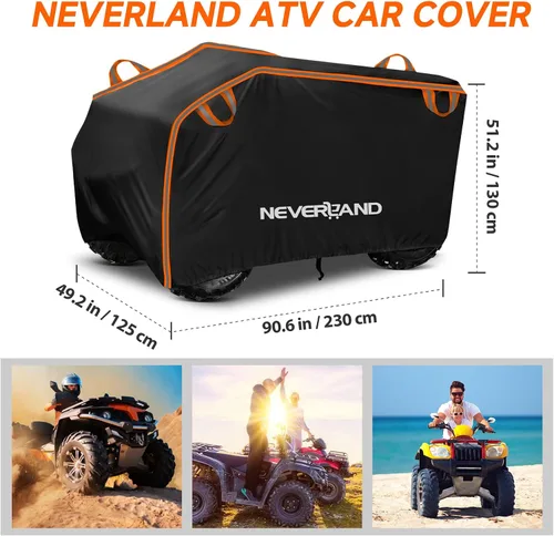 Vista 6 de NEVERLAND Funda impermeable para cuatrimoto de 4 ruedas con hebilla, a prueba de polvo, anti rayos UV, resistente al viento, para todo