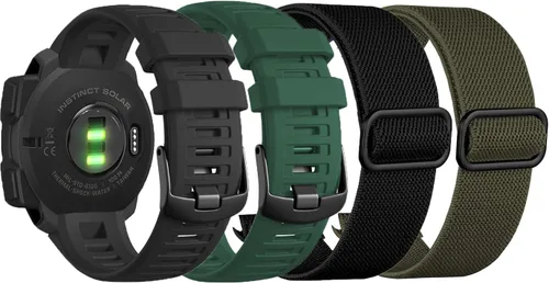 Vista 10 de GARTOO Correa de silicona elástica de nailon para Garmin Instinct 2 Solar - Correa de muñeca suave, para hombres/mujeres, táctica/marea/deportes