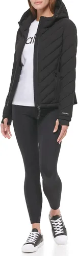 Vista 4 de Calvin Klein Women's Scuba Side Panel and Sleeve Detail Adjustable Hood Zip Pocketspuffer
