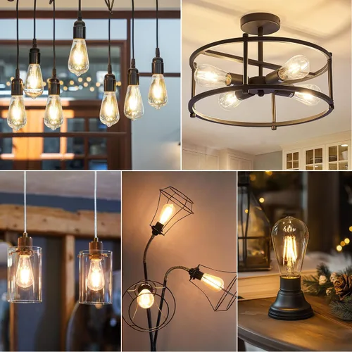 Vista 2 de ANWIO Bombillas LED Edison vintage, paquete de 3 unidades, 7 W, equivalente a 60 W, no regulables, ST58 2700 K, bombillas de filamento LED antiguo