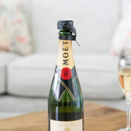 Vista 4 de KLOVEO - Tapón de champán negro, sello patentado, fabricado en Italia, tapón de botella de plástico WAF, ideal para prosecco, vino espumoso y cava