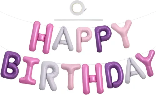 Vista 25 de TONIFUL Pancarta de Globos Negros de Feliz Cumpleaños de 16 Pulgadas con Letras de Papel de Aluminio Mylar, Cartel Banderín Reutilizable