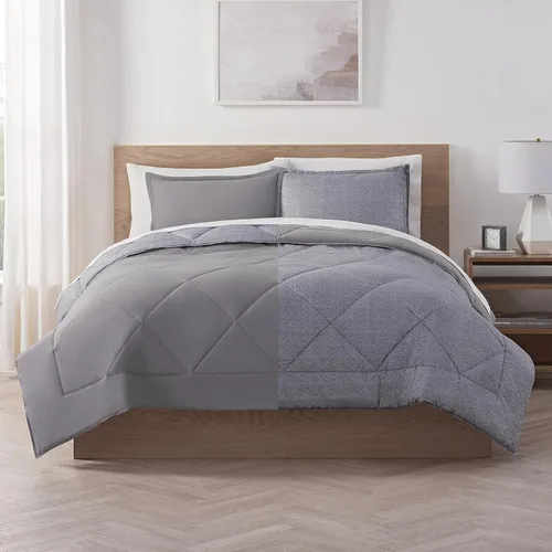 Vista 10 de Serta Juego de edredón reversible de 2 piezas con fundas de almohada para todas las estaciones, tamaño individual/individual XL, microchip