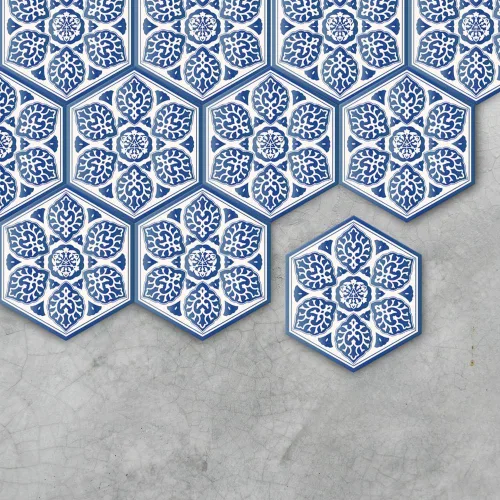 Vista 30 de Alwayspon 10 calcomanías hexagonales antideslizantes para el suelo, para decoración del hogar, despegar y pegar, autoadhesivas, para sala de estar