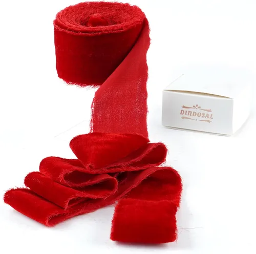 Vista 10 de Cinta de terciopelo negro de 1.5 pulgadas, cinta de terciopelo de seda deshilachada negra, terciopelo rústico de Navidad para regalo, borde crudo