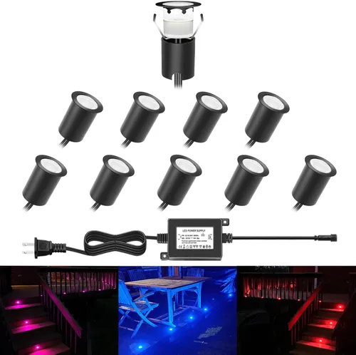 Vista 8 de RNEHON - Luz LED empotrable de color blanco cálido, luces de bajo voltaje de 12 V con carcasa protectora, Φ1.18 luces de paisaje al aire libre