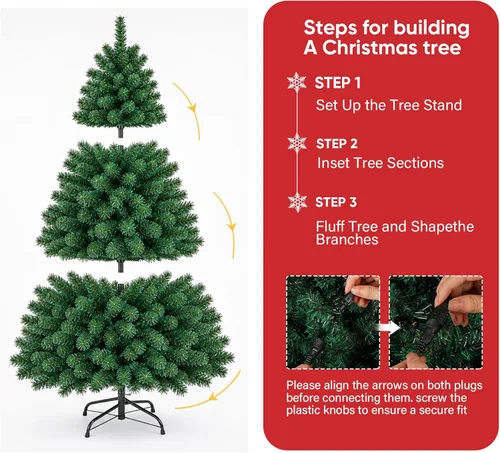 Vista 7 de Northroad Árbol de Navidad artificial preiluminado de 4 pies, árbol de Navidad preiluminado con 450 puntas de ramas y 100 luces con certificación UL