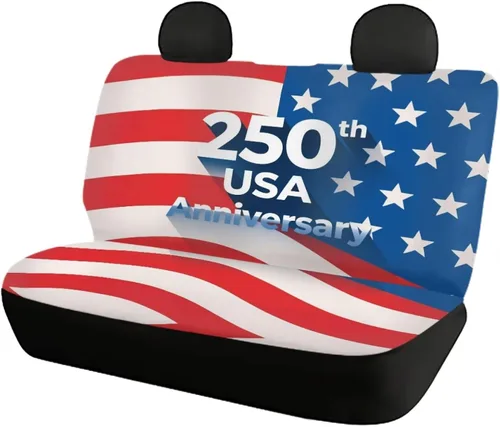 Vista 2 de Howilath 250 USA Anniversary - Juego de 4 fundas de asiento de automóvil de ajuste universal para asientos delanteros y traseros para uso en todas