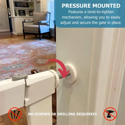 Vista 5 de Cardinal Gates XTPPG - Puerta para bebé extra alta montada a presión, puerta ajustable para perros, puerta de seguridad de acero de 36 pulgadas