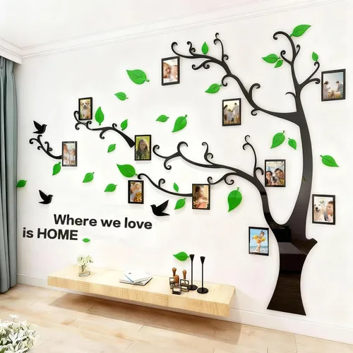 Vista 9 de Calcomanías de pared de árbol 3D - DIY, calcomanías de marcos de fotos y árbol de pared, marcos para fotos familiares, murales con calcomanías