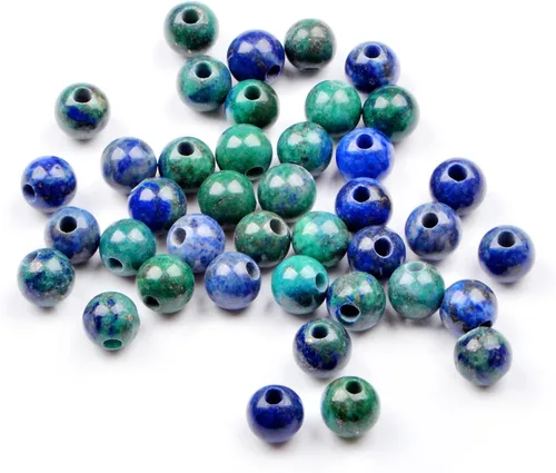 Vista 18 de AD Beads Cuentas de gema natural de 8 mm redondas sueltas con gran agujero de 2,5 mm, 40 piezas (turquesa africana)