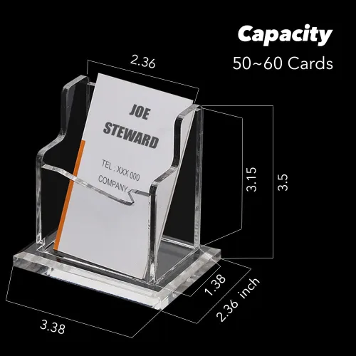 Vista 4 de PARTSPOWER Tarjetero acrílico para escritorio, soporte vertical transparente para tarjetas de presentación, accesorio de escritorio, organizador
