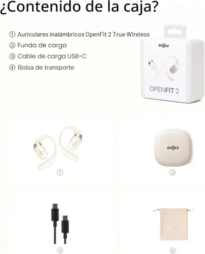Vista 11 de SHOKZ OpenFit 2 Auriculares de Oreja Abierta, Auriculares Inalámbricos Bluetooth Verdaderos con Micrófono, Auriculares con Gancho para la Oreja