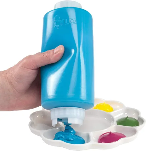 Vista 4 de Creative Mark Cylo FIFO - Botella exprimible vacía – Paquete de 12 – Botella invertida de 32 onzas con válvula de silicona antigoteo hermética