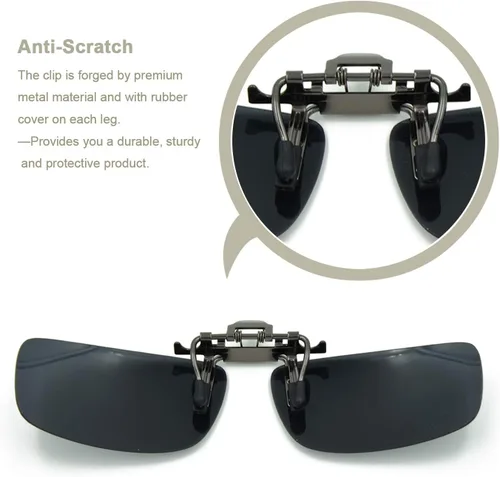Vista 2 de Cycling Sport Polarized Clip-on Flip up Metal Clip Sunglasses Lenses Glasses Unbreakable Driving Fishing Outdoor