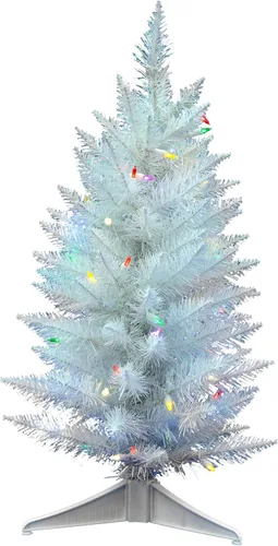 Vista 11 de Vickerman Unlit árbol de navidad artificial de pluma de abeto delgado, con destello, Sintético, Sin iluminar, 30
