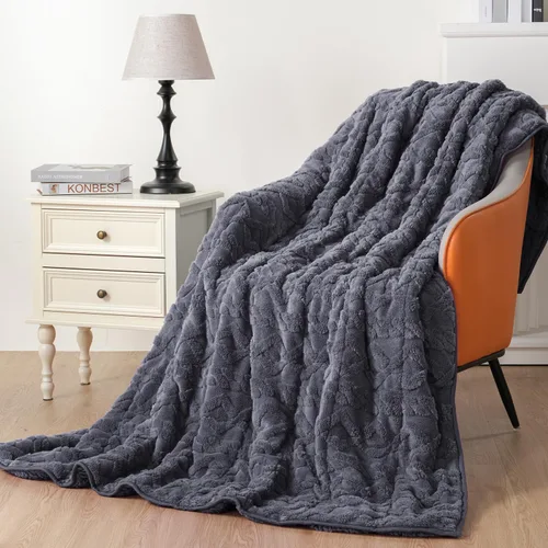 Vista 9 de Uttermara - Manta con peso para adultos tamaño individual 15 libras 48x72 pulgadas, manta con peso de sherpa de jacquard suave de doble cara, manta