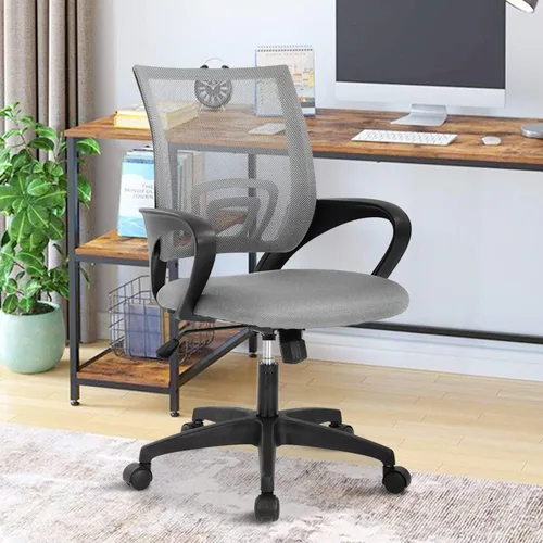 Vista 10 de Silla de malla para computadora, silla de oficina en casa, silla de escritorio ergonómica con soporte lumbar y reposabrazos, silla de trabajo