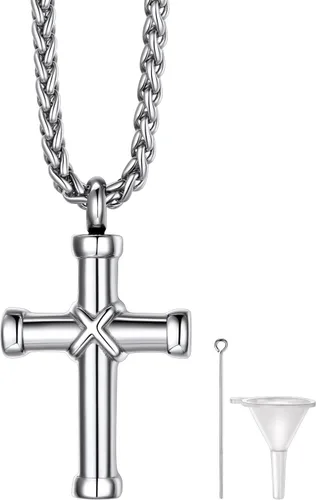 Vista 28 de Richsteel Collares de urna para cenizas para mujeres y hombres, collar con colgante de cremación para cenizas, joyería conmemorativa de acero
