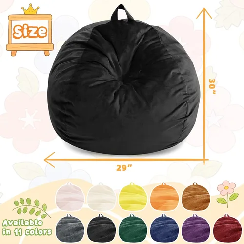 Vista 2 de Puf para niños – Silla redonda de espuma viscoelástica de 2.5 pies – Sofá puff para niños y adolescentes con funda de microfibra suave – Sofá