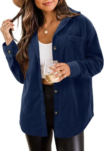 Vista 65 de ZOLUCKY Chaqueta de manga larga con botones para mujer, talla grande, blusas