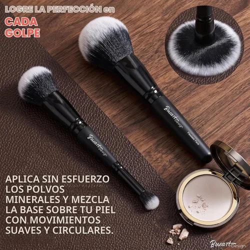 Vista 5 de Bueart Design - Juego de brochas de maquillaje de doble punta para base y corrector, cepillo de mezcla 2 en 1 para base líquida y crema, contorno