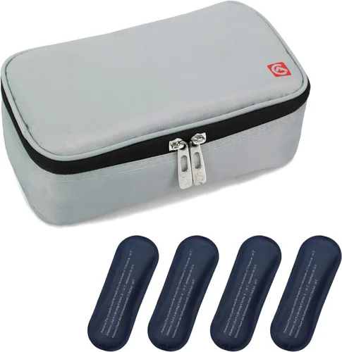 Vista 9 de ALLCAMP - Maletín de viaje para diabéticos, organizador de medicamentos con 4 paquetes de hielo, color negro (9 x 4.72 x 3.14 pulgadas)