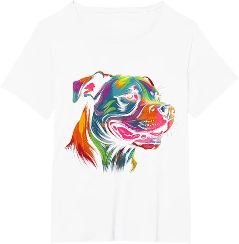 Vista 86 de Pit Bull Mom Dog Lover Colorido Artistic Pitbull Owner - Camiseta para mujer, Negro