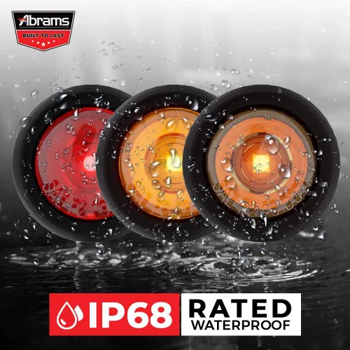 Vista 5 de Abrams Luces de remolque redondas de 3/4 pulgadas ámbar 1 LED [impermeables] Luz de marcador de bala para autobuses, caravanas, camiones y remolques