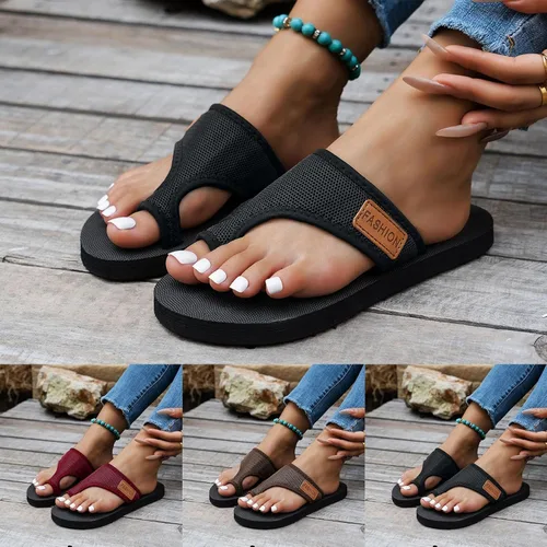 Vista 4 de Sandalias ortopédicas para mujer con soporte de arco, sandalias planas de verano para playa, sandalias cómodas para fascitis plantar