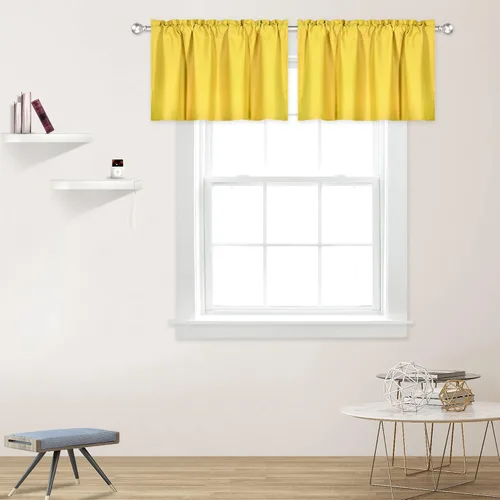 Vista 57 de DECOVSUN Cenefas Aqua para ventanas de cocina, con bolsillo para barra, opacas, con aislamiento térmico, 1 panel de 42 x 18 pulgadas