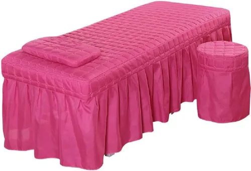 Vista 2 de Juego de 3 piezas de mesa de masaje para salón de belleza, sábana de cama, falda de spa, cubierta completa con funda de almohada, funda de taburete..