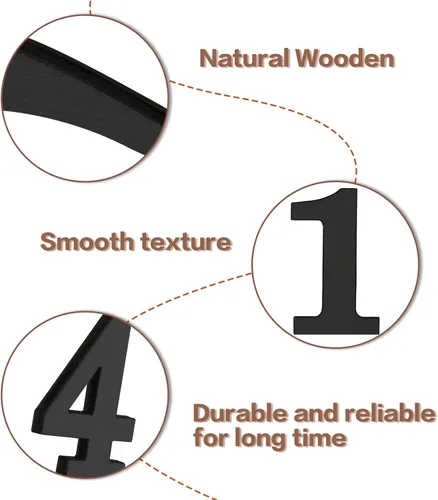 Vista 3 de Jetec Kit de números de reloj de madera de 75 piezas en 5 juegos de números de reloj árabe, accesorios autoadhesivos para decoración de bricolaje