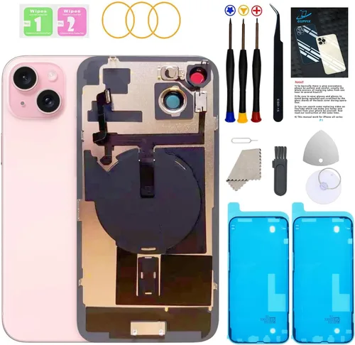 Vista 11 de Reemplazo de cristal trasero para iPhone 15Pro Max con herramientas Repir Big Hole OEM Rear Cover Glass Pre-Installed Internal Parts Easier