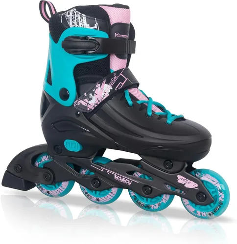 Vista 7 de MammyGol Patines en línea ajustables para niños, jóvenes y adultos, todas las ruedas se iluminan, patines de ruedas con cuchillas para interiores