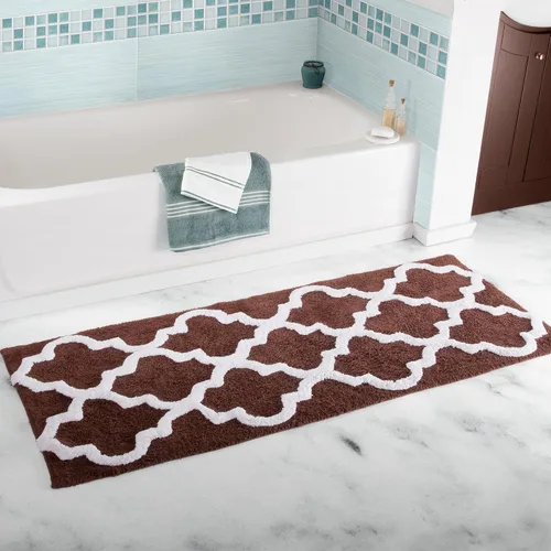Vista 7 de Bedford Home Tapete de baño con enrejado 100% algodón, 24 x 60 pulgadas, color hueso